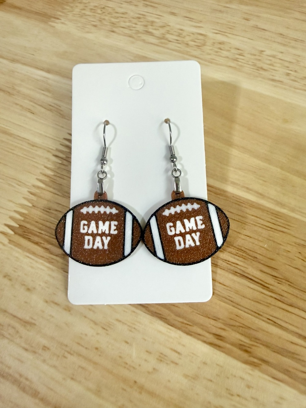 Game Day Football Earrings - Brown "Game Day" Dangle Earrings